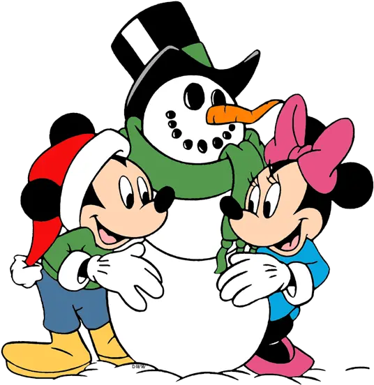  Cartoon Snowman Clipart Mickey And Minnie Winter Png Snowman Clipart Transparent Background