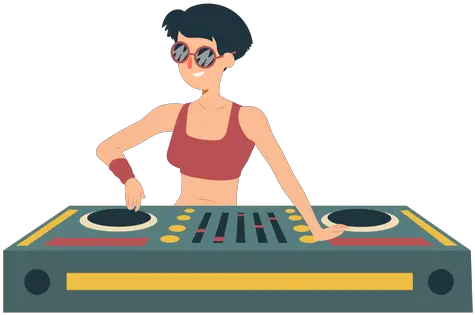  Dj Woman Mixer Flat Dj Mulher Png Dj Silhouette Png