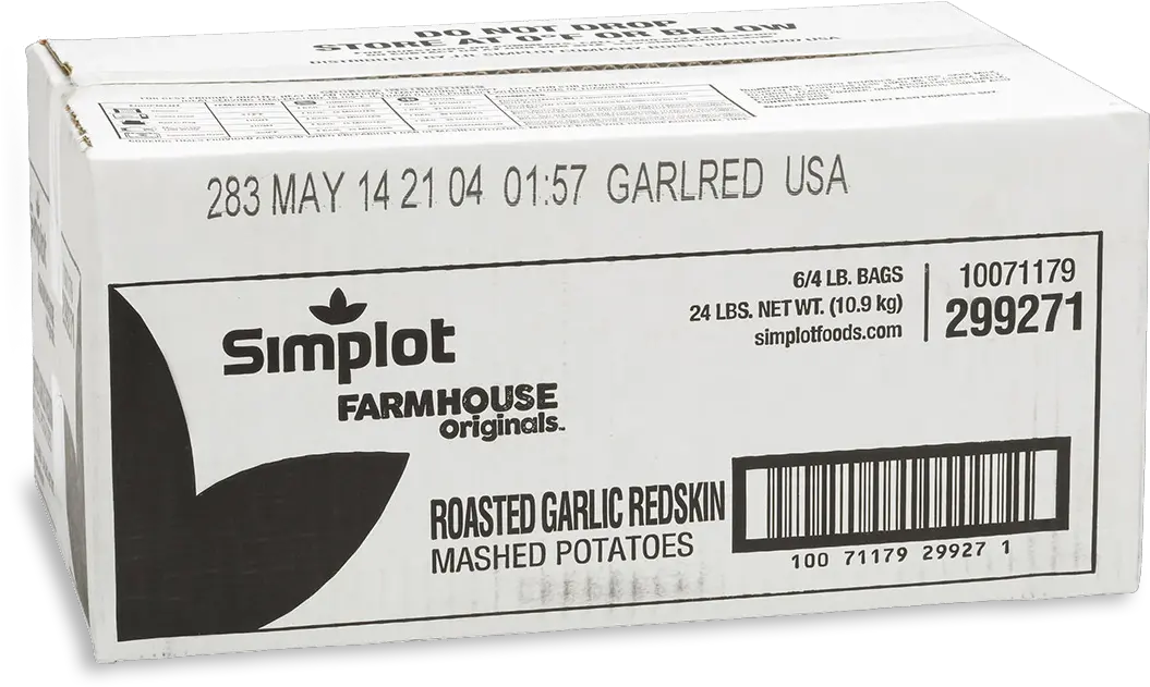  Redskin Garlic Mashed Potatoes Simplot Foods 10071179299271 Product Label Png Mash Potato Icon