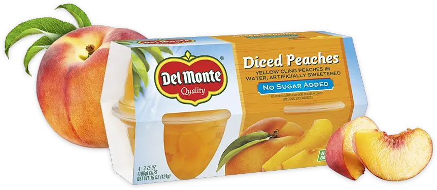  Peaches No Sugar Added Fruit Cup Snacks Del Monte Del Monte Peaches In Water Png Sugar Transparent Background