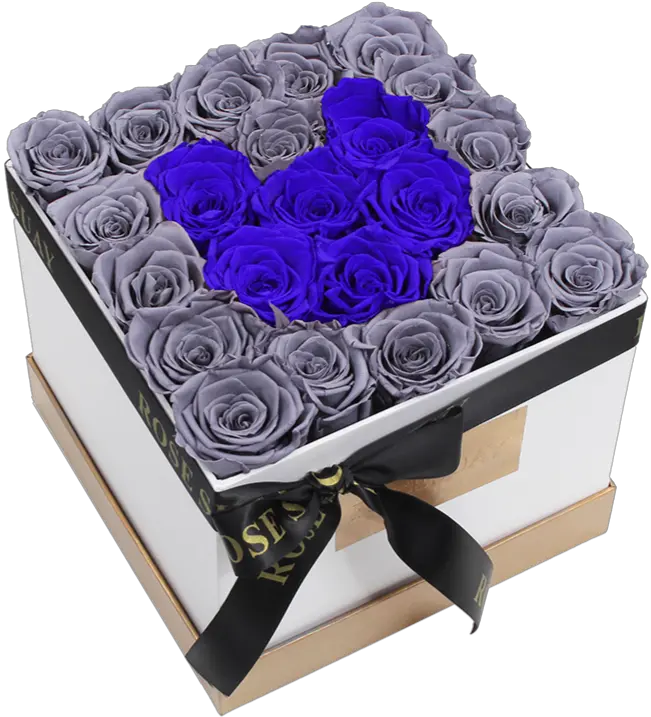  Gray Deep Blue Eternity Roses Medium White Square Box Rosesuay Blue Rose Png Square Box Png