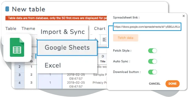  Import And Synchronize Google Sheets Data With A Wordpress Table Vertical Png Google Sheets Icon File