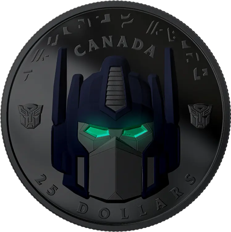  2019 Canadian 25 Transformers Optimus Prime Fine Silver Coloured Coin Transformers Png Optimus Prime Logo