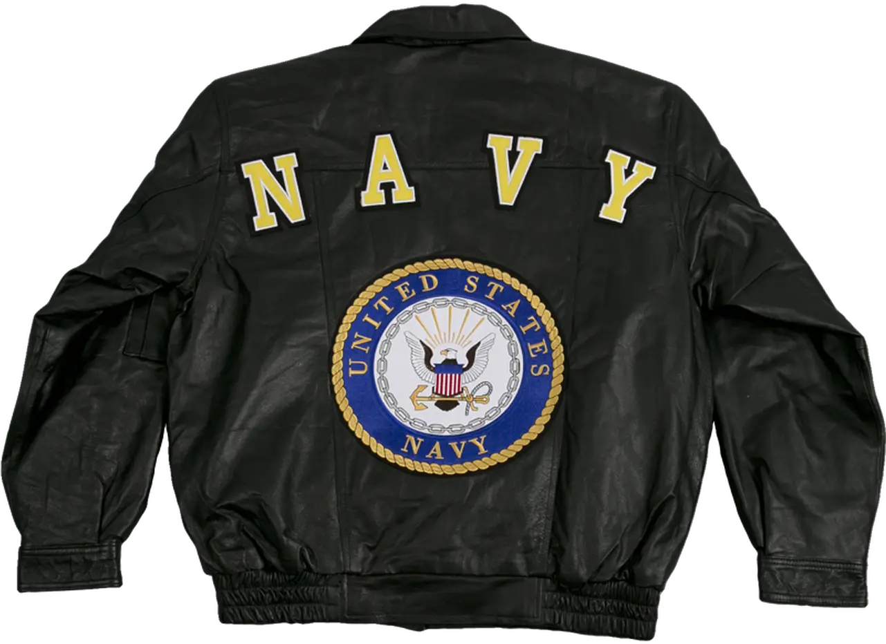  Jwm 05042 Navy Leather Bomber Jacket United States Navy Png Navy Logo Image