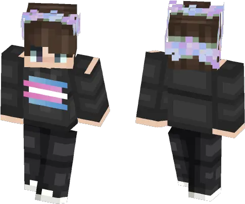  Download Trans Male Skin Trans Flag Minecraft Skin For Half Enderman Minecraft Skin Png Trans Flag Png