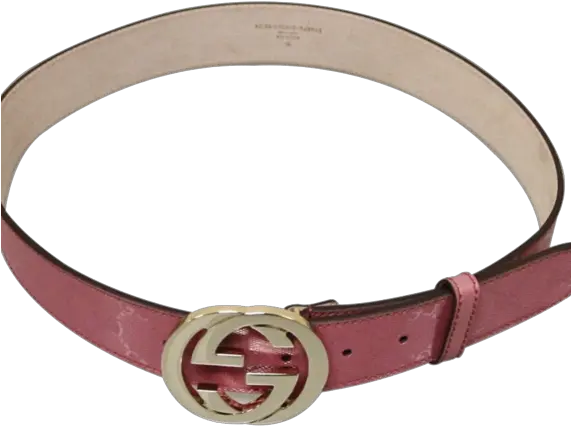  Gucci Womenu0027s Pink Gg Canvas Interlocking G Buckle Imprime Solid Png Gucci Belt Png