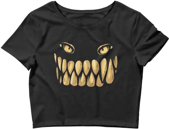  Womenu2019s Scary Monster Teeth And Eyes Crop Top Short Sleeve Png Monster Teeth Png