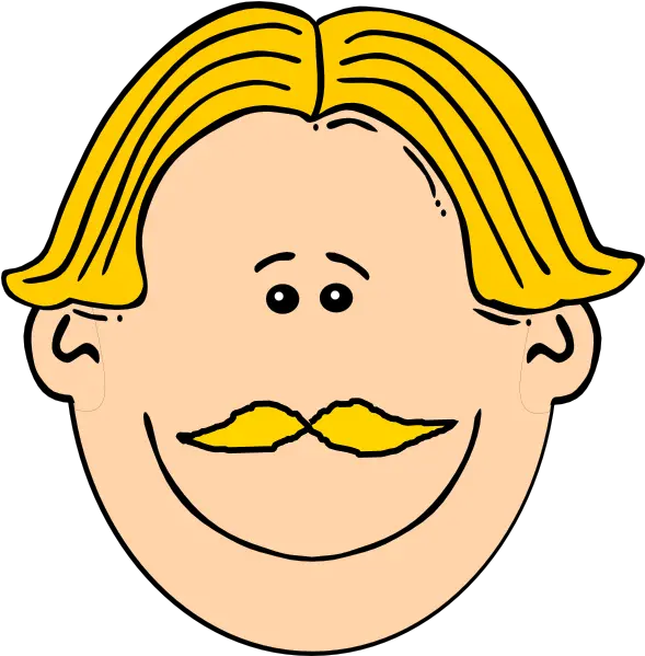  Smiling Man With Blond Hair And Mustache Clip Art Boy Cartoon Face Png Blond Hair Png