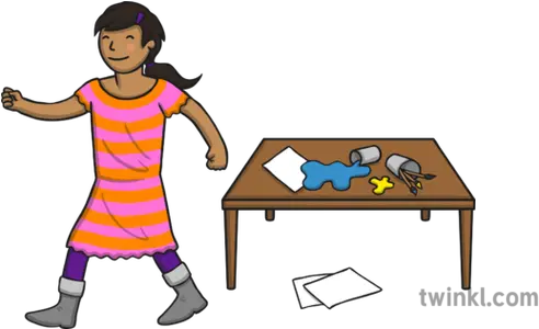  Girl Walking Away From Messy Table Illustration Twinkl Walking Away From Table Png Girl Walking Png