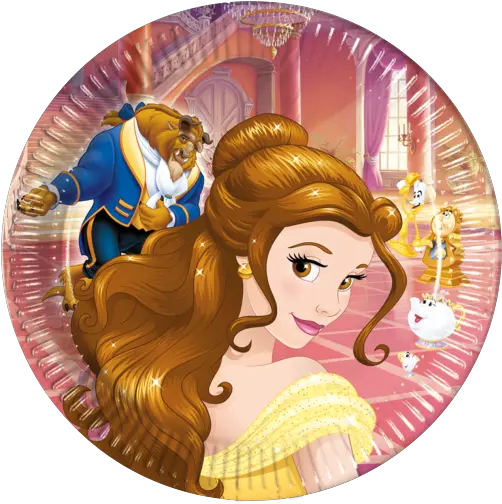  Belle Beauty U0026 The Beast Party Plates Large 8pcs Masha And The Bear Round Png Beauty And The Beast Png