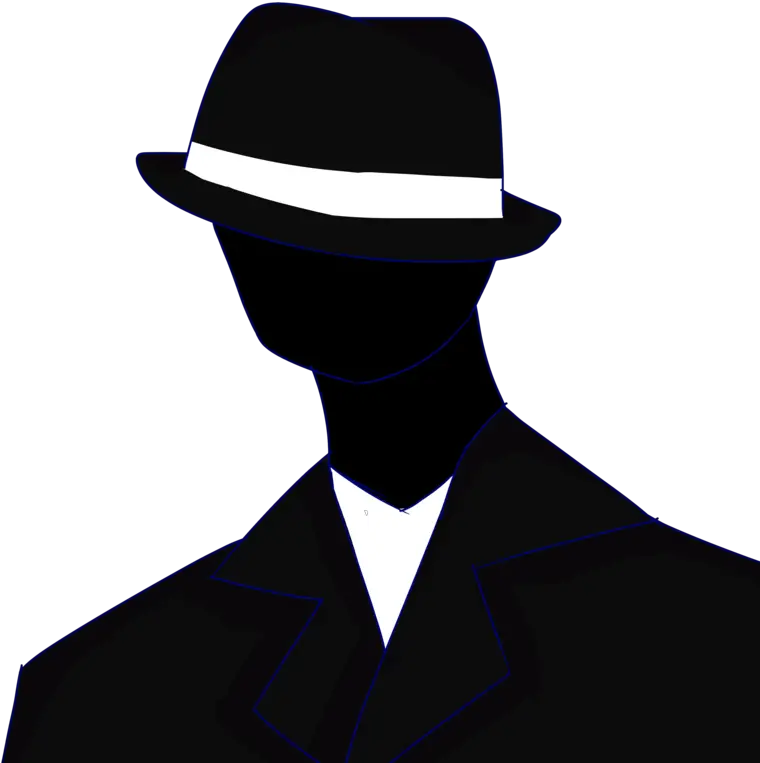  Fedora Silhouette Black White Clip Art Mystery Man Png Man In Fedora Silhouette Fedora Png