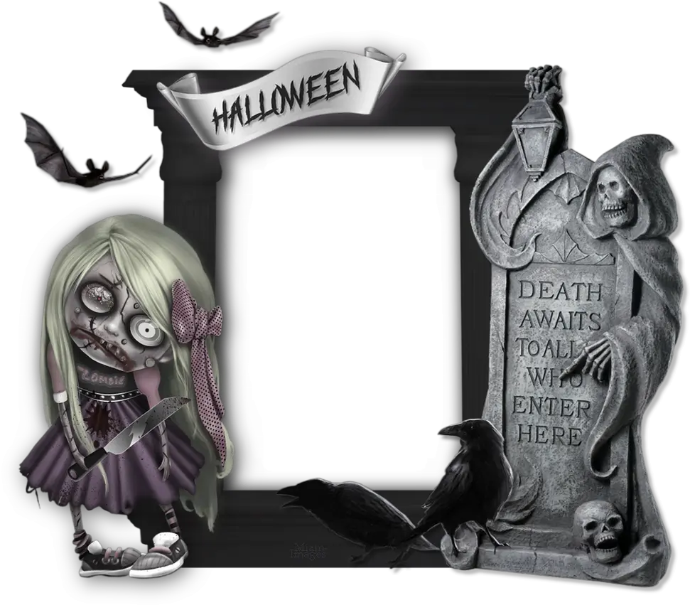  Cadre Halloween Zombie Frame Resin Halloween Tombstones Png Gothic Frame Png