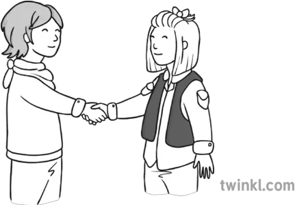  2 People Shaking Hands Black And White Illustration Twinkl Personas Dándose La Mano En Blanco Y Negro Png Shaking Hands Png