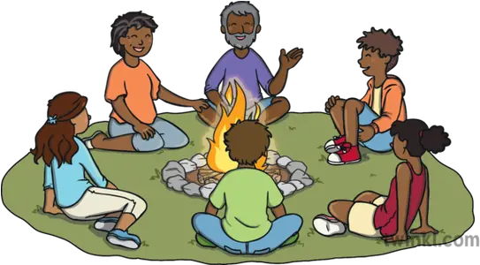  Aboriginals Sitting Around A Fire Circle Campfire Talking People Sitting Around Campfire Cartoon Png Fire Circle Png