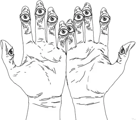  Download Hd Art Eyes Creepy Hands Draw Manga Strange Guro Art Eyes On Hands Png Creepy Eyes Png