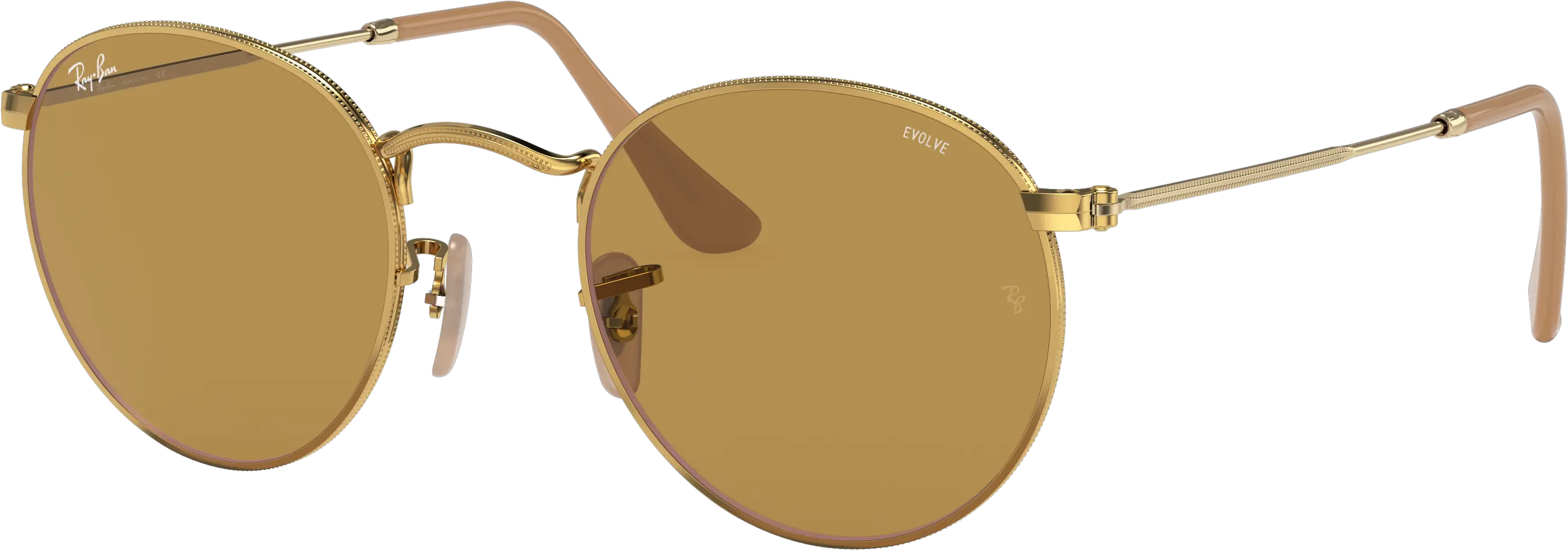  Ray Ray Ban Round Metal Gold Brown Png Ray Ban Round Icon