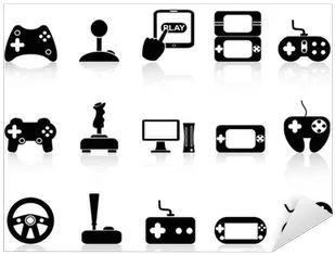  Sticker Video Game And Joystick Icons Set Pixersus Free Printable Gamer Wall Art Png Retro Game Icon