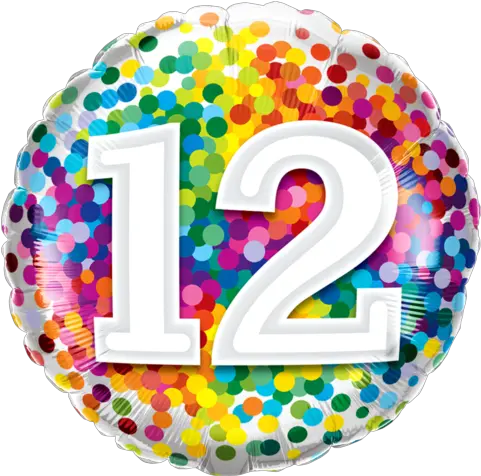  12th Rainbow Confetti Foil Balloon Number Birthday 12 Png White Confetti Png