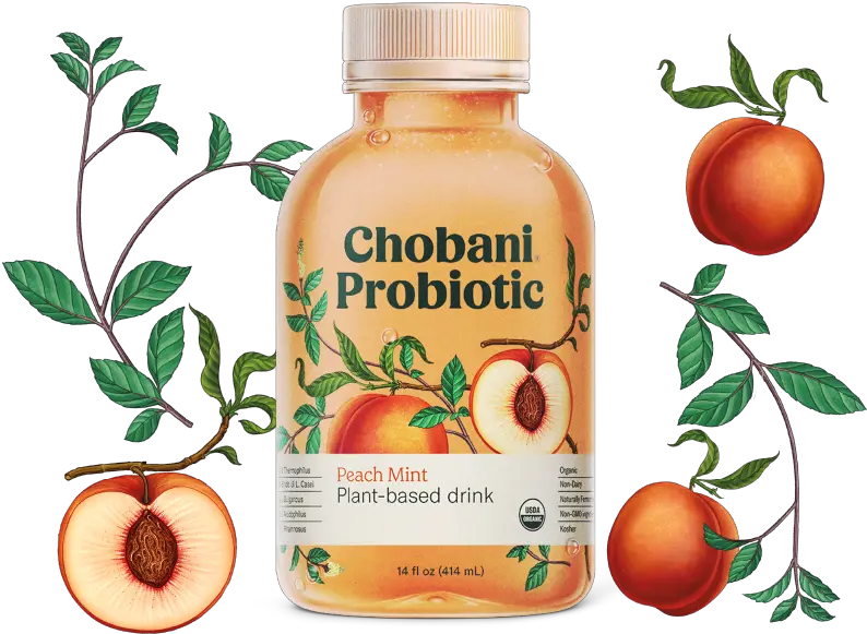  Chobani Probiotic Peach Mint Chobani Probiotic Plant Based Drink Png Peach Transparent