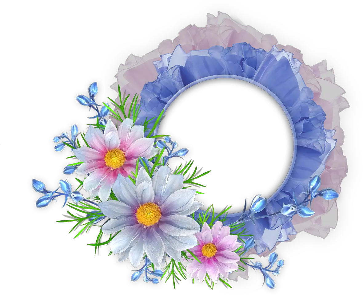  Blue And Pink Round Transparent Frame With Flowers Rámeky Good Luck And All The Best Png Frame Png Transparent