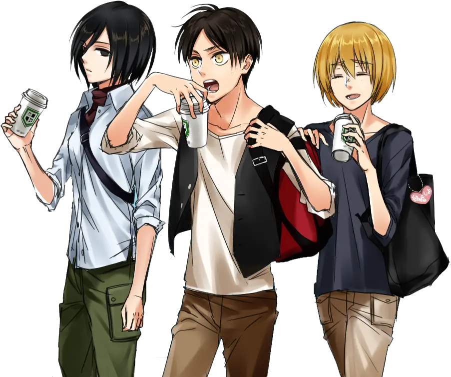  Attack Eremika High School Au Png Eren Jaeger Transparent