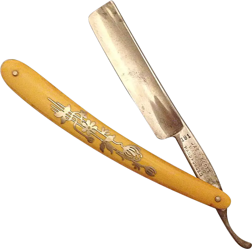  German Silver Inlay Straight Razor Handforged Blade Scabbard Png Straight Razor Png