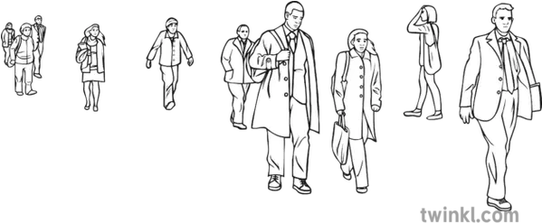  Crowd Of People Walking Black And White Illustration Twinkl Person Walking Black And White Illustration Png Walking Person Png