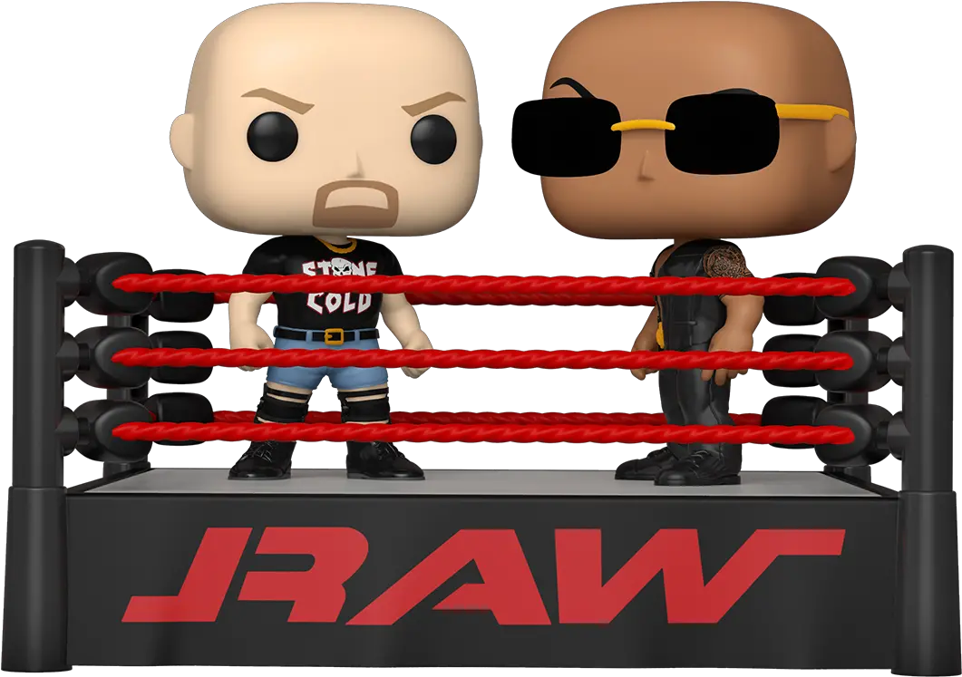  Wwe Funko Pop Moment Wwe The Rock Vs Stone Cold In Wrestling Ring Png Wrestling Ring Icon