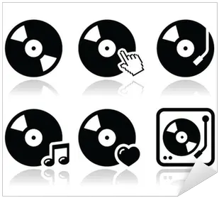  Sticker Vinyl Record Dj Vector Icons Set Pixersus Dj Symbols Png Record Clipart Icon