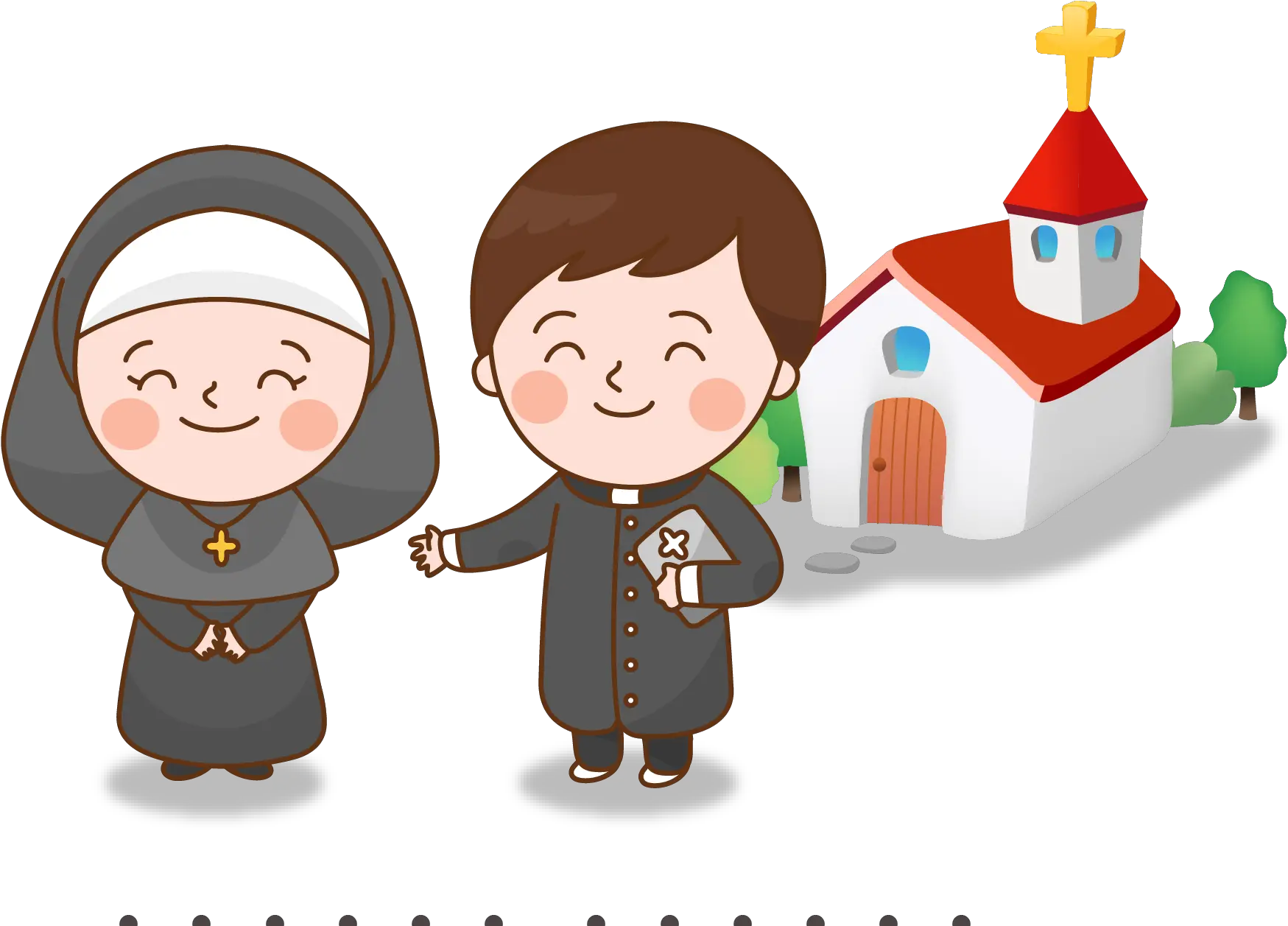  Cartoon Child Illustration Priest And Nun Cartoon Priest And Nun Clipart Png Priest Png