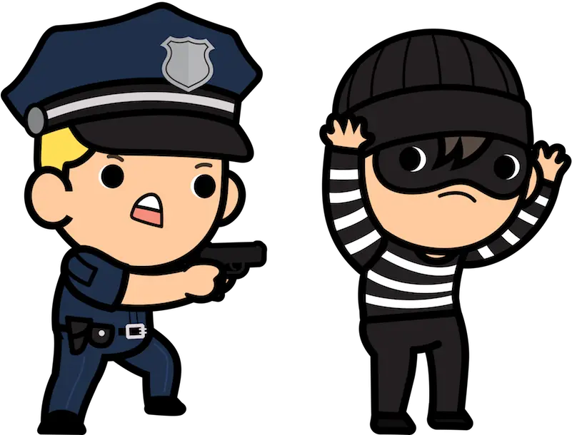  Burglar Cartoon With Cop Transparent Police With Robbers Clipart Png Cop Png