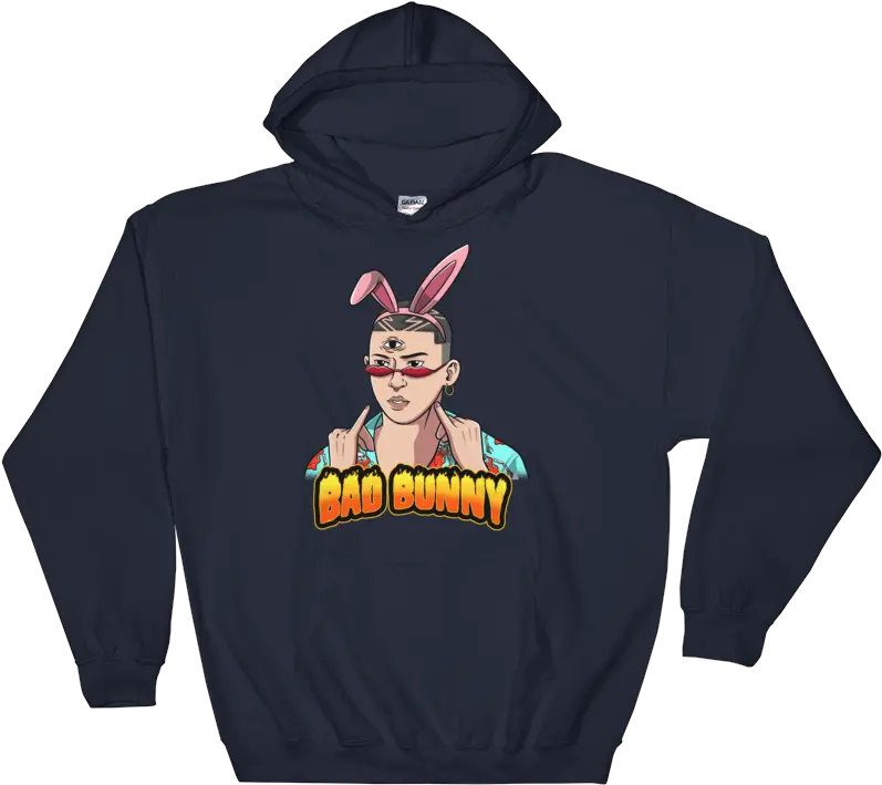  Bad Bunny With Ears Hoodie Black Wolf Howling Hoodie Png Bunny Ears Transparent