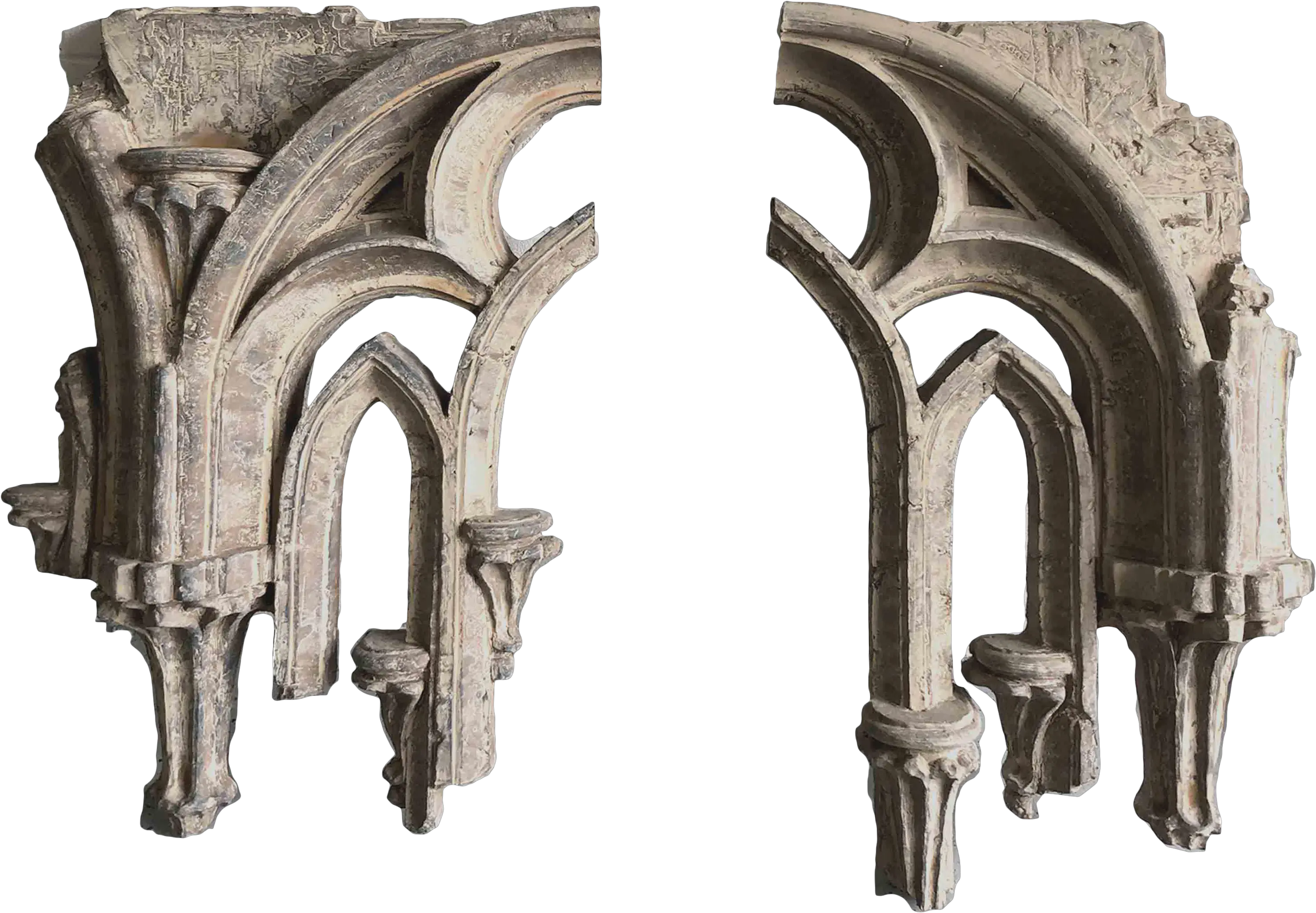  Gothic Cathedral Window Tracery Masonry Fragments A Pair Arch Shaped Png Vignette Transparent