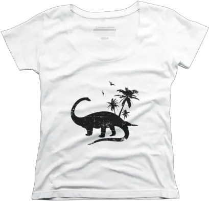  White Dinosaur Womenu0027s Scoop Neck T Shirts Design By Dachshund T Shirt Png Yee Dinosaur Png