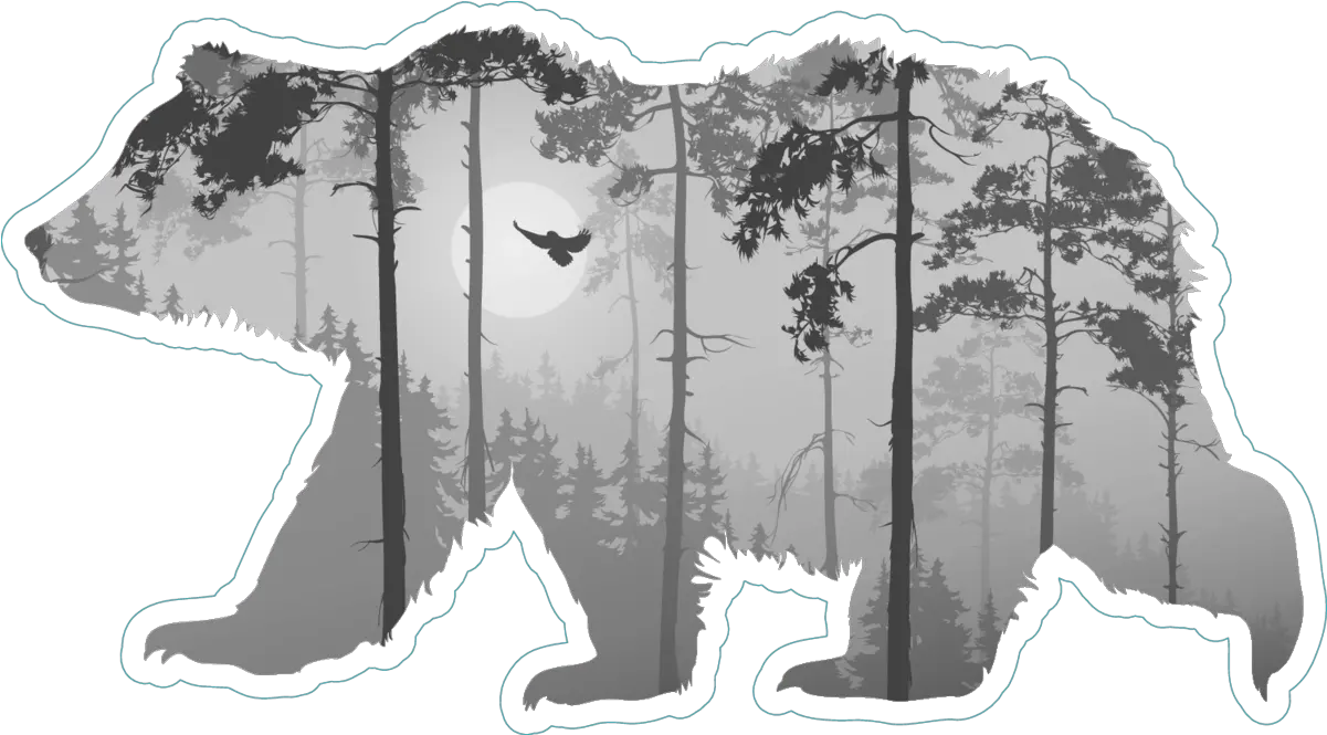  Download Forest With A Flying Owl In Bear Silhouette Sticker Bears Png Owl Silhouette Png