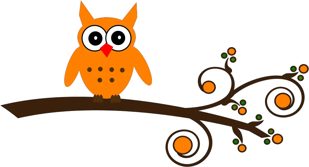  Orange Owl Purple Owl Clipart On A Branch Png Branch Clipart Png