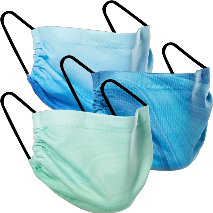  Ocean Waves Three Pack Fabric Face Mask For Teen Png Ocean Waves Transparent