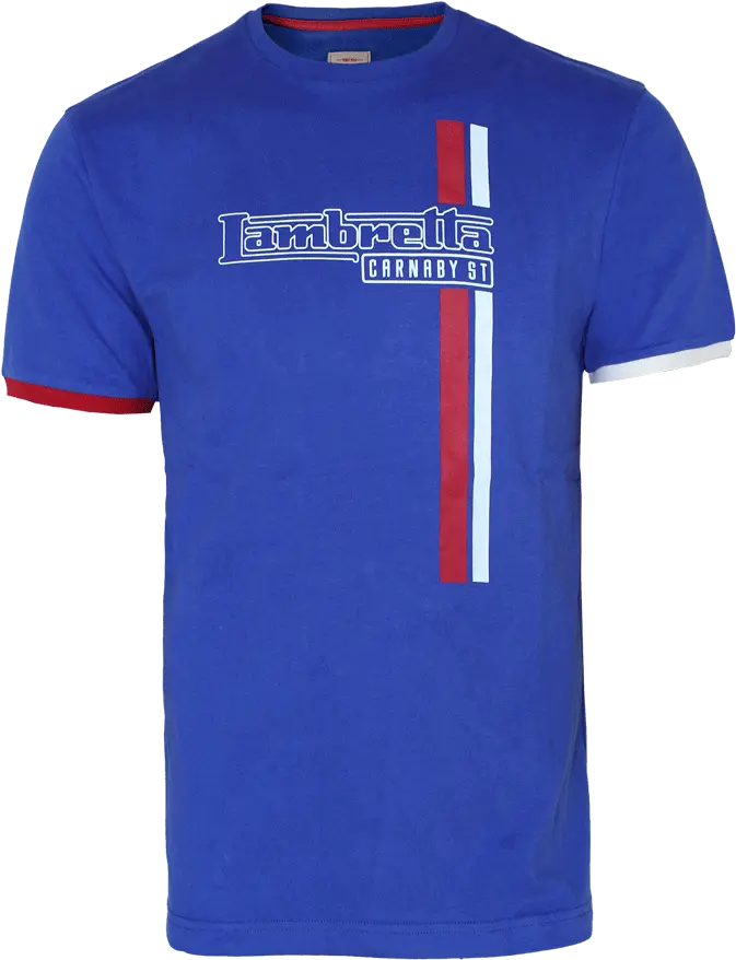  Lambretta Stripe Logo T Shirt Electric Blue Active Shirt Png Stripe Logo Png