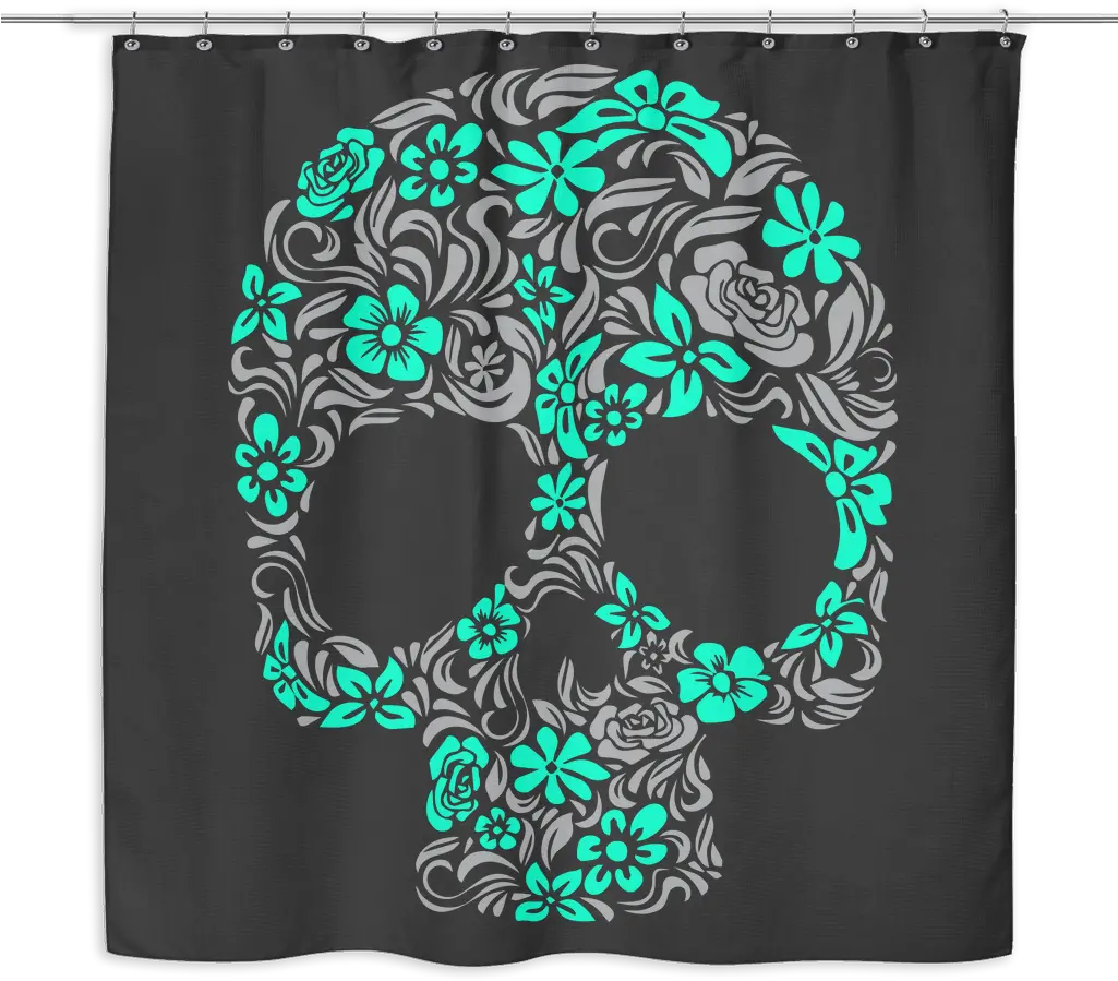  Floral Skull Shower Curtain Sugar Skull Shower Curtains Skull Png Curtains Png