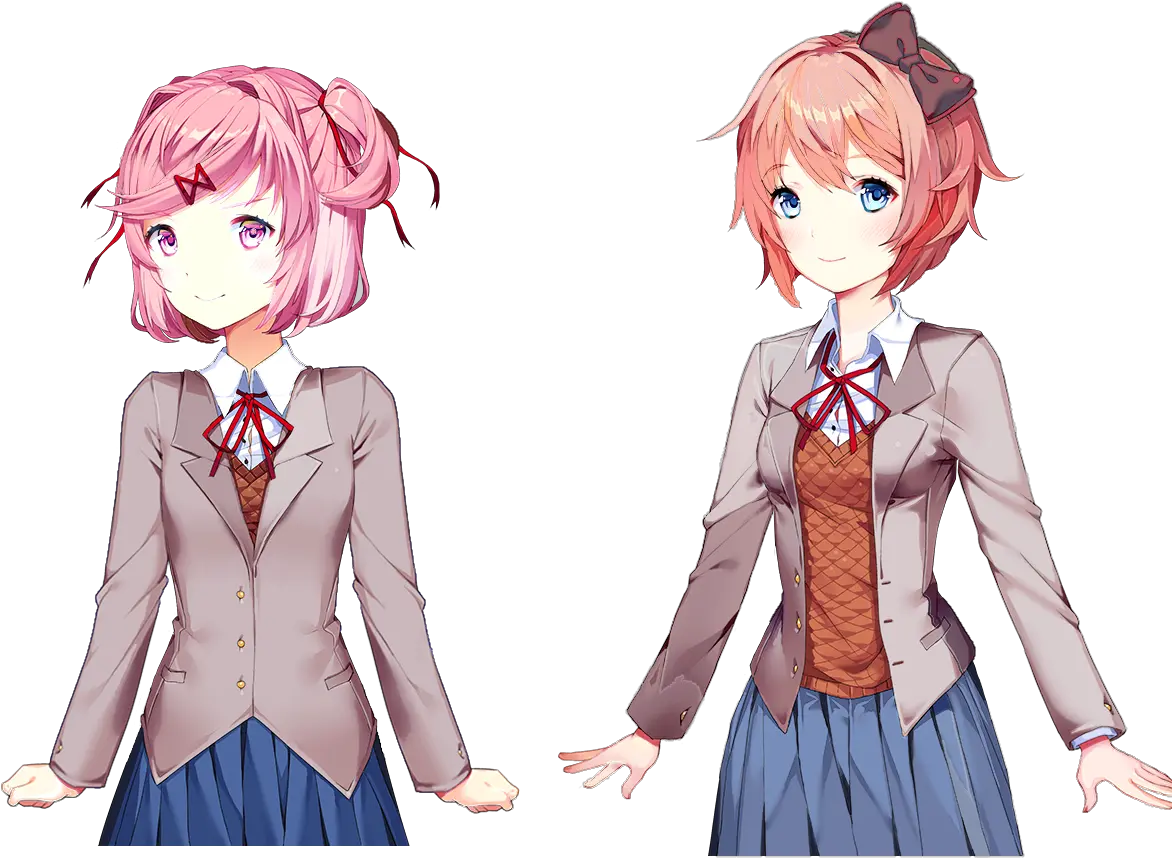  Slightly Altered Sayori And Natsuki Dokidoki Literature Club Natsuki Sprites Png Sayori Png