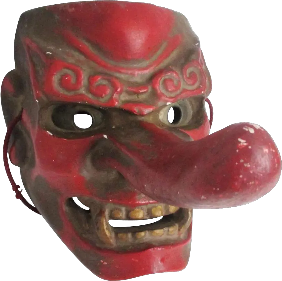  Japanese Vintage Konoha Yamabushi Tengu Mask Of Japanese Tengu Mask Png Oni Mask Png