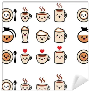  Cute Coffee Cappuccino And Espresso Kawaii Icon Set Coffee Png Cute Icon Pack