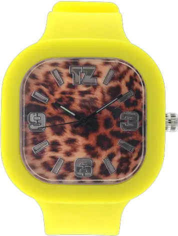  Face Yellow Band Analog Watch Png Cheetah Print Png