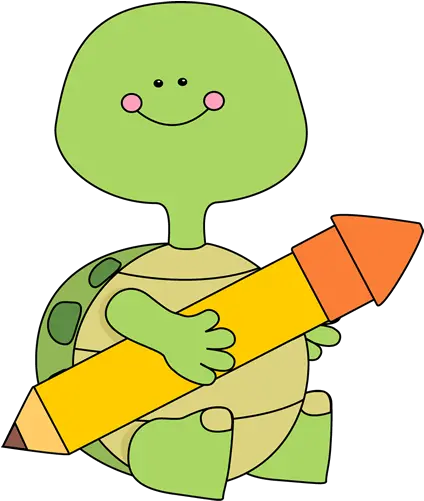  Png Cute Kids Writing Clipart Turtle Holding Pencil Writing Clipart Png