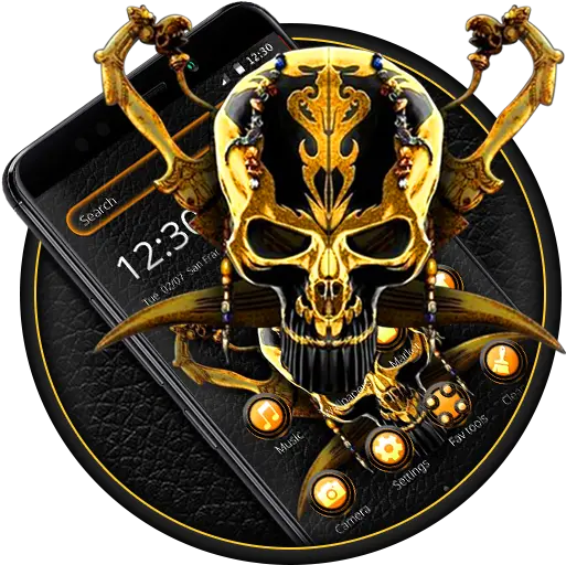  About Gold Black Skull Theme Google Play Version Apptopia Golden Pirate Skull Png Gold Camera Icon