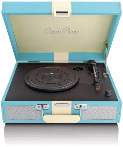  Classic Phono Tt 33 Turntable In Suitcase Builtin Speakers M Blue Png Record Player Png