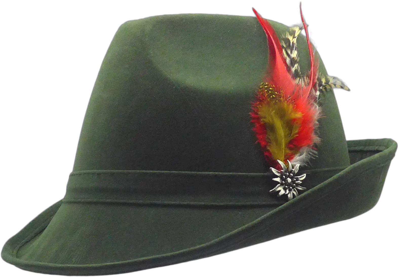  Germanic Hunter Green Hat Fedora And Edelweiss U0026 Feather German Green Hats Png Fedora Transparent