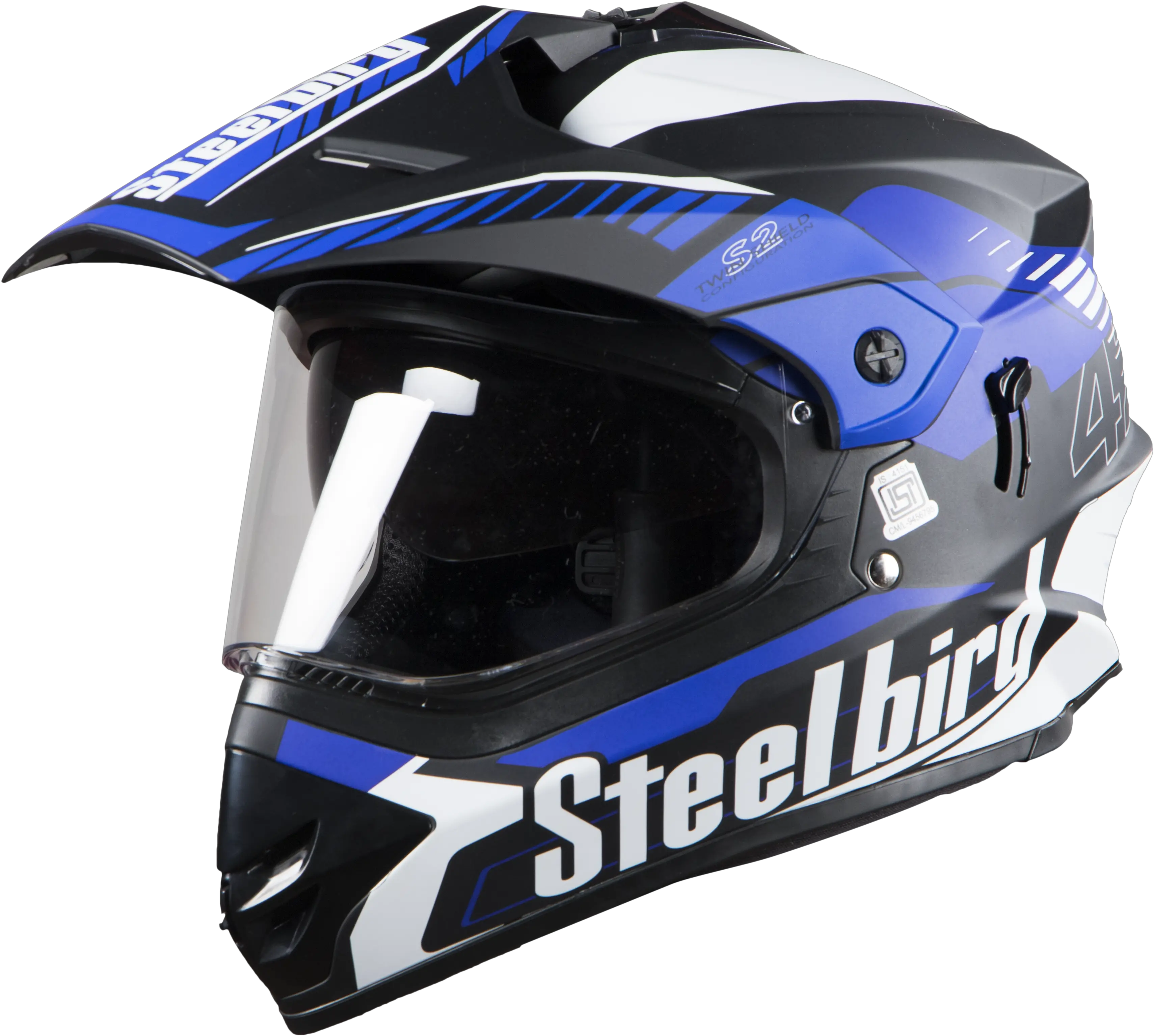  Sb 42 Airborne Glossy Black With Blue Pcap Steelbird Off Road Helmets Png Helmet Png