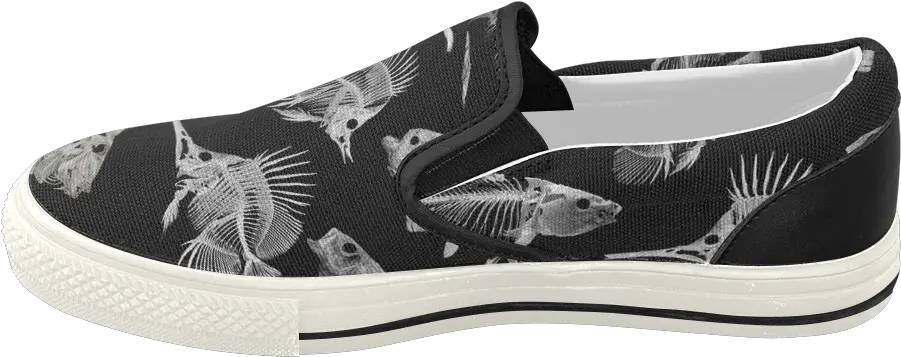  Download Skeleton Fish Womenu0027s Slip On Canvas Shoes Fish Skeleton Png Sneaker Png