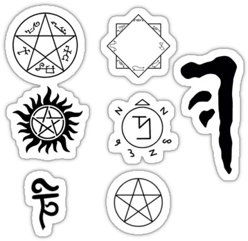  Supernatural Symbolu0027s Sticker Packu0027 By Winkham Supernatural Angel Trap Symbol Png Pentagram Transparent